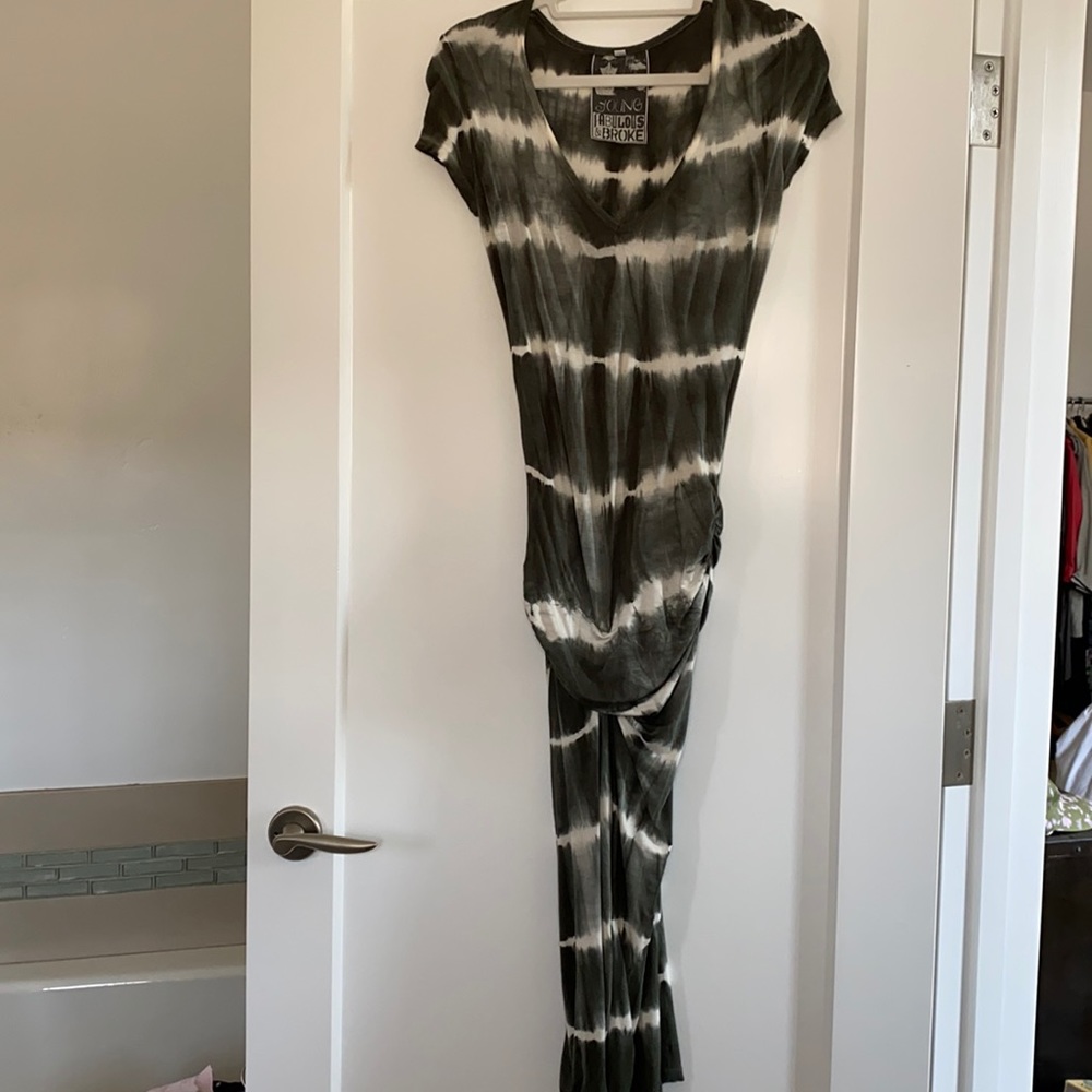 Tie dye green and white dress